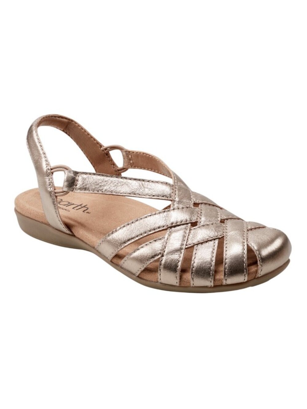 NWT Earth Womens Berri Woven Casual Sandal ETBERRI Gravel Sonic Gold 7M